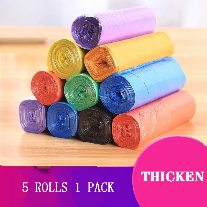 Garbage Bags 1 Pack Of 5 Rolls Household Disposable Garbage Bags Kitchen Storage Colorful Garbage Bags Cleaning Plastic