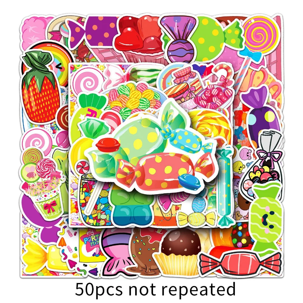 

10/50PCS Sweet Candy Stickers for Notebooks Stationery Laptop Planner Scrapbooking Material Lollipop Sticker Craft Supplies
