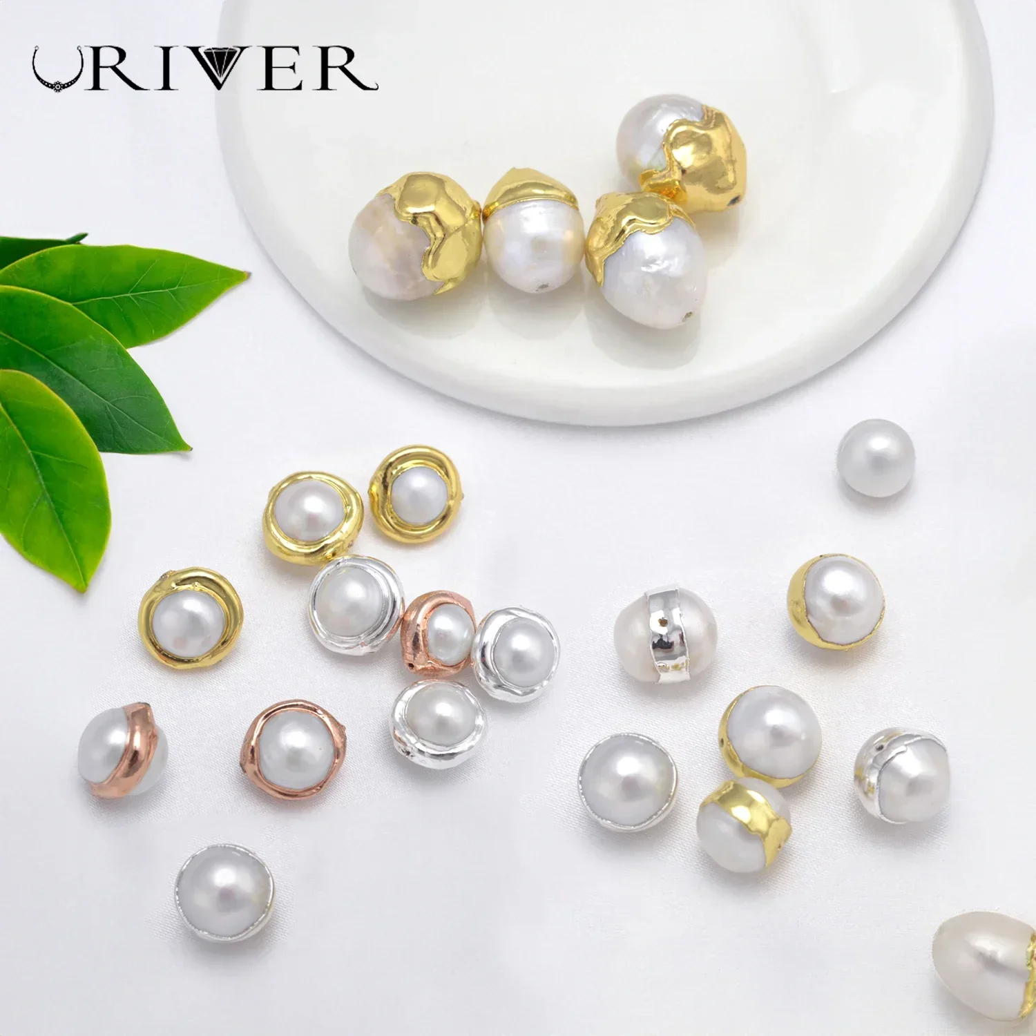 Copper Clad Pearl Spacer Beads for Handmade Jewelry Accessories Natural Pearl Bracelet Necklace Making Supplies DIY Beads 20 Pcs