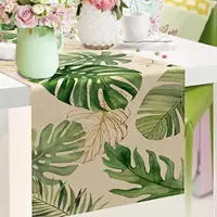Summer Palm Leaves Tropical Greenery Linen Table Runners Spring Seasonal Home Kitchen Dining Table Decor Outdoor Party Decor 3