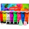 Bowitzki UV Body Paint 8 x 30ml Neon Face Paint Set 1 oz Black Light Glow Makeup Kit Fluorescent Face Paints for Music Festivals 1