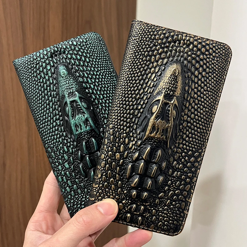 Luxurious Genuine Leather Magnetic Wallet Phone Case Cover