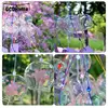 1pcs Romantic Crafts Japanese Cherry Blossom Glass Wind Chimes Bells Home Garden Office Ornament Indoor Window Hanging Decor 1