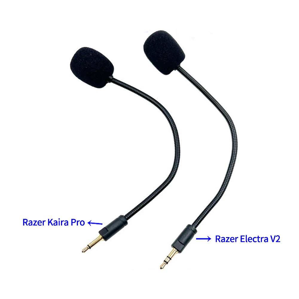 3.5mm Gooseneck Gaming Headset Microphone - Replacement for Razer Kaira Pro/Electra V2 Straight Plug Noise-Canceling Mic