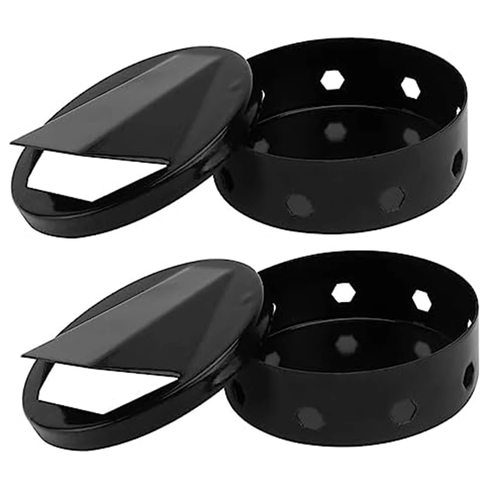 

2PCS Grill Box Stain Steel For Gas Grill Round Tray Spice Box Smoker Box Outdoor Grill Box