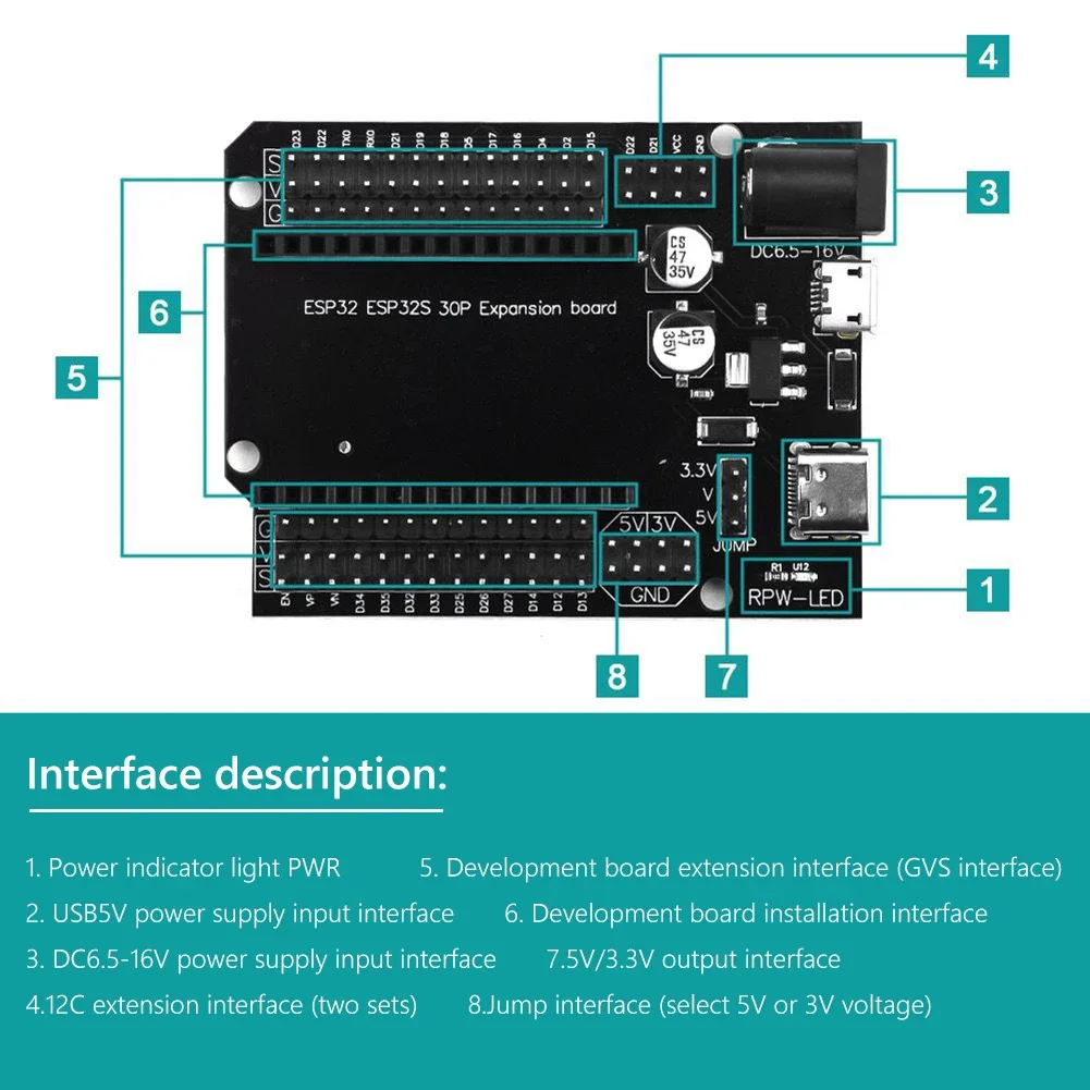 1-10PCS ESP32 확장 보드 Type-C 마이크로 USB 30핀 GPIO 배포 보드 ESP-WROOM-32 ESP32-DevKitC-32 개발 모듈