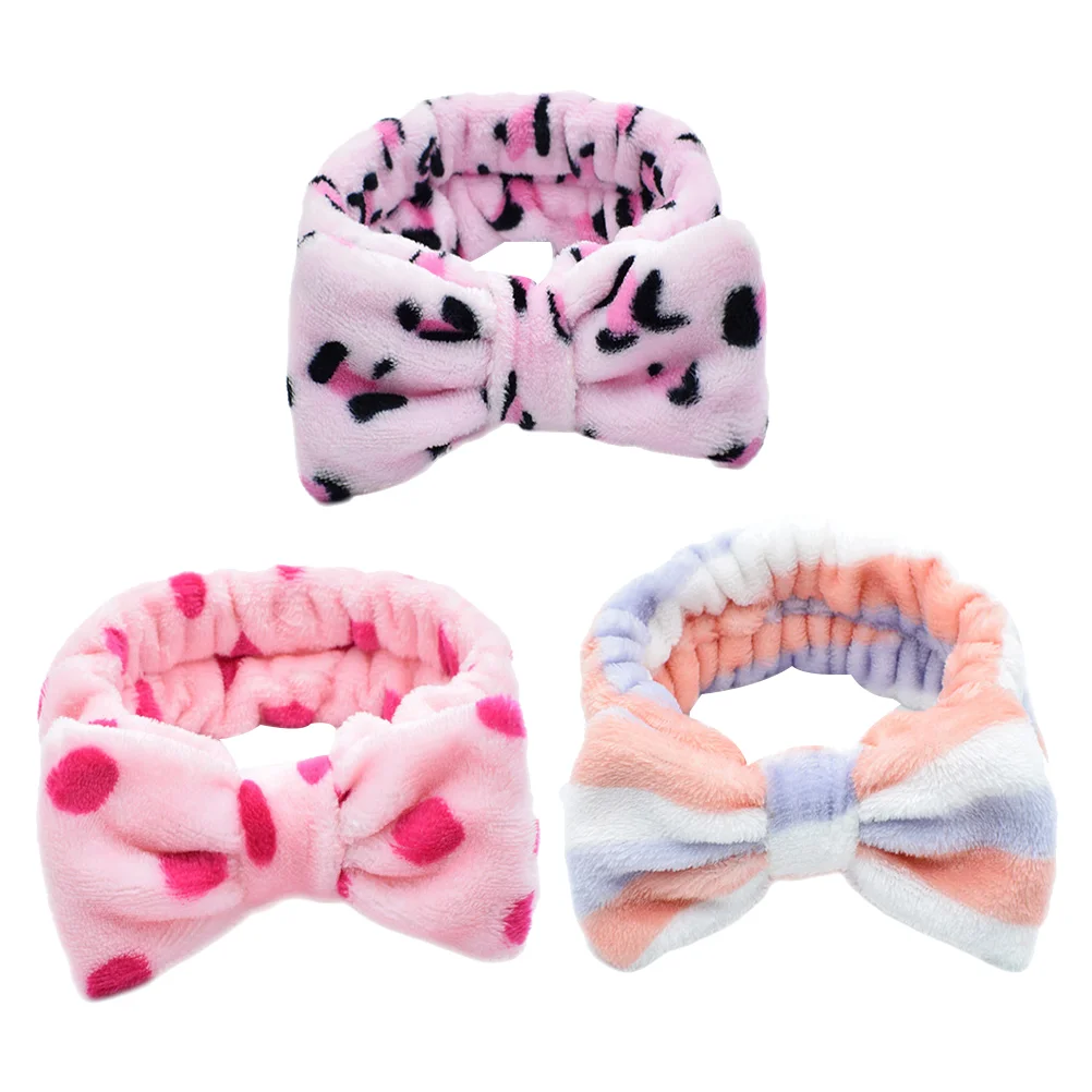 

3 Pcs Hair Band Accessories Adorable Headband Makeup Headbands Bow Tie Face Washing Women's