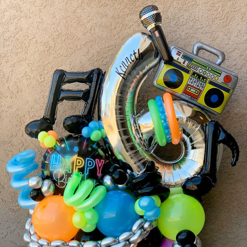 1 Set Note Rock N Roll palloncini charra Dance DJ musica buon compleanno Banner decorazioni per feste giocattolo Ballon elio Globos fornure  15