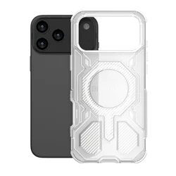 Rugged Magnetic Wireless Charging Anti - Drop Phone Case for iPhone 18 Pro Max (Transparent White)