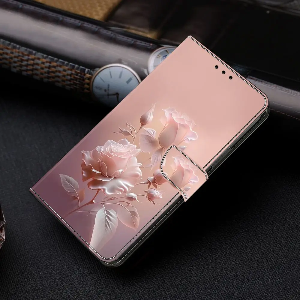 Floral Leather Wallet Flip Cover - 3D Design Phone Case