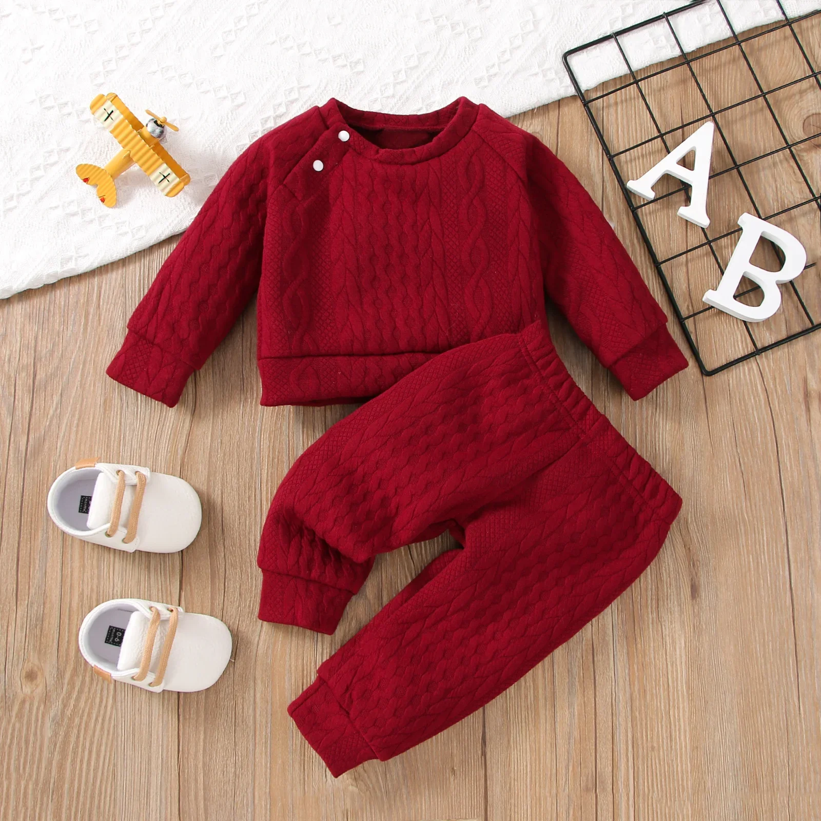 Toddler Solid Long Sleeve & Pants Set 3