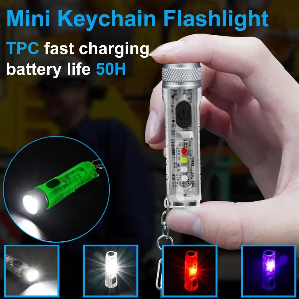 

LED Flashlight High Brightness Multiple Lighting Modes IP65 Waterproof Compact Size Magnetic Base Rechargeable Mini Keychain Fla