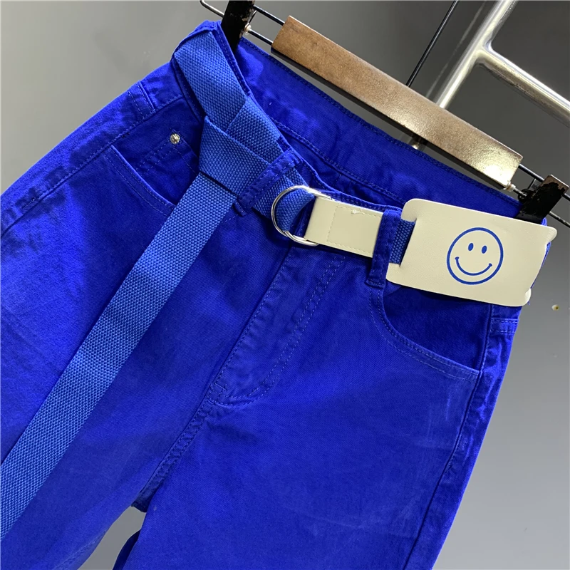 Fashion Blue Harem Jeans 2024 Spring and Summer New High Waist Washed Streetwear Slimming Skinny Daddy Pants Women's Pants