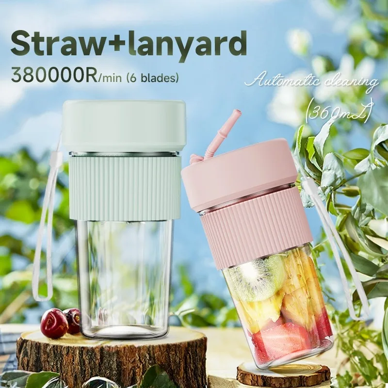 Wireless Blender Juice Electric Fruit Juicer Mixer Portable Juicer with Straw Household USB Charging 6 Blade Sippy Cup 2