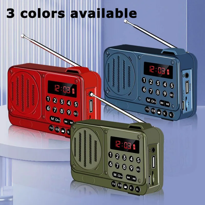 Mini Pocket FM Radio Portable High Sensitive Radios Receiver Built-in Powerful Speaker LED Display Screen Recorder Folder Play