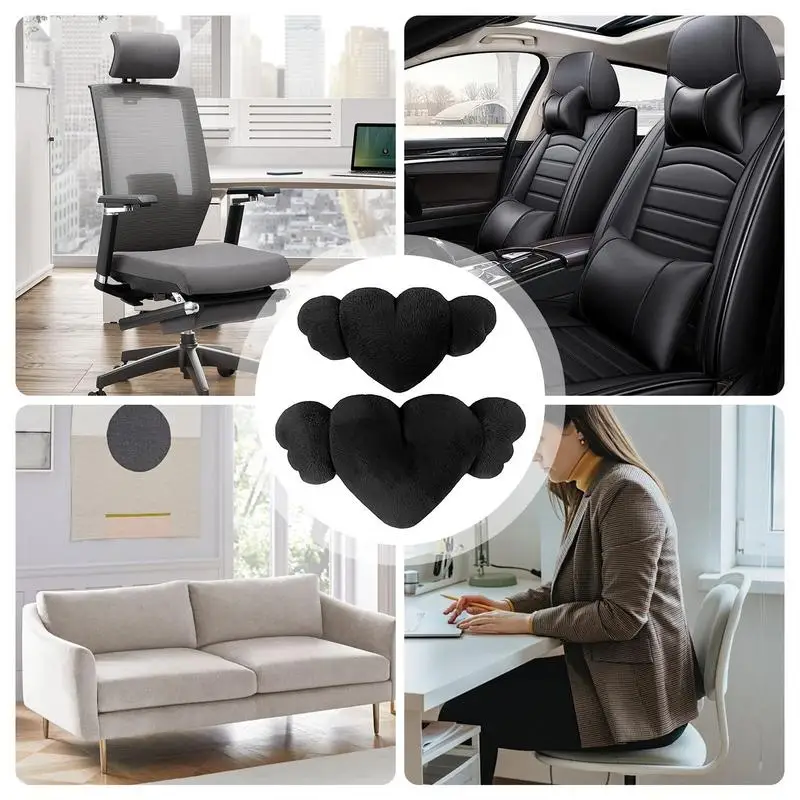 General Heart Angel Wings Pillow 2X Car Headrest Pillow With Wings Cozy Cute Car Pillow Headrest For Driving Home 5