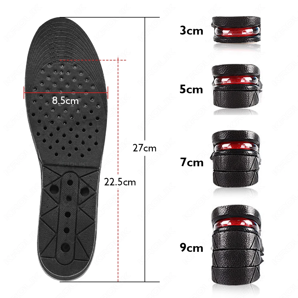 3-9cm Adjustable Height Increase Shoe Insole Cushion Heighten