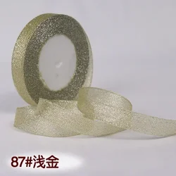 Sparkling Glitter Ribbon - 25 Yards of Elegant Crafting and Wedding Decor Material - 6mm  Glitter (Light gold)