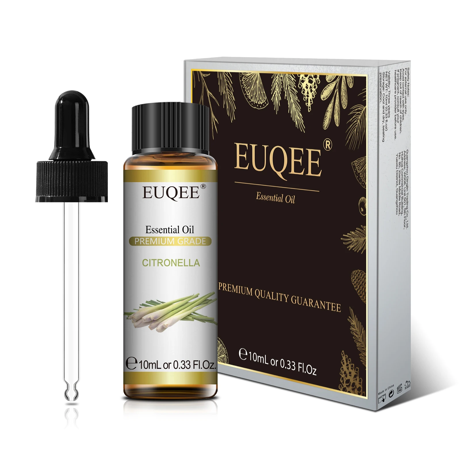 EUQEE-Huile essentielle naturelle pure, Lavande Jasmin Eucalyptus vanille bois de santal orange douce citron origan orange parfum 10ml