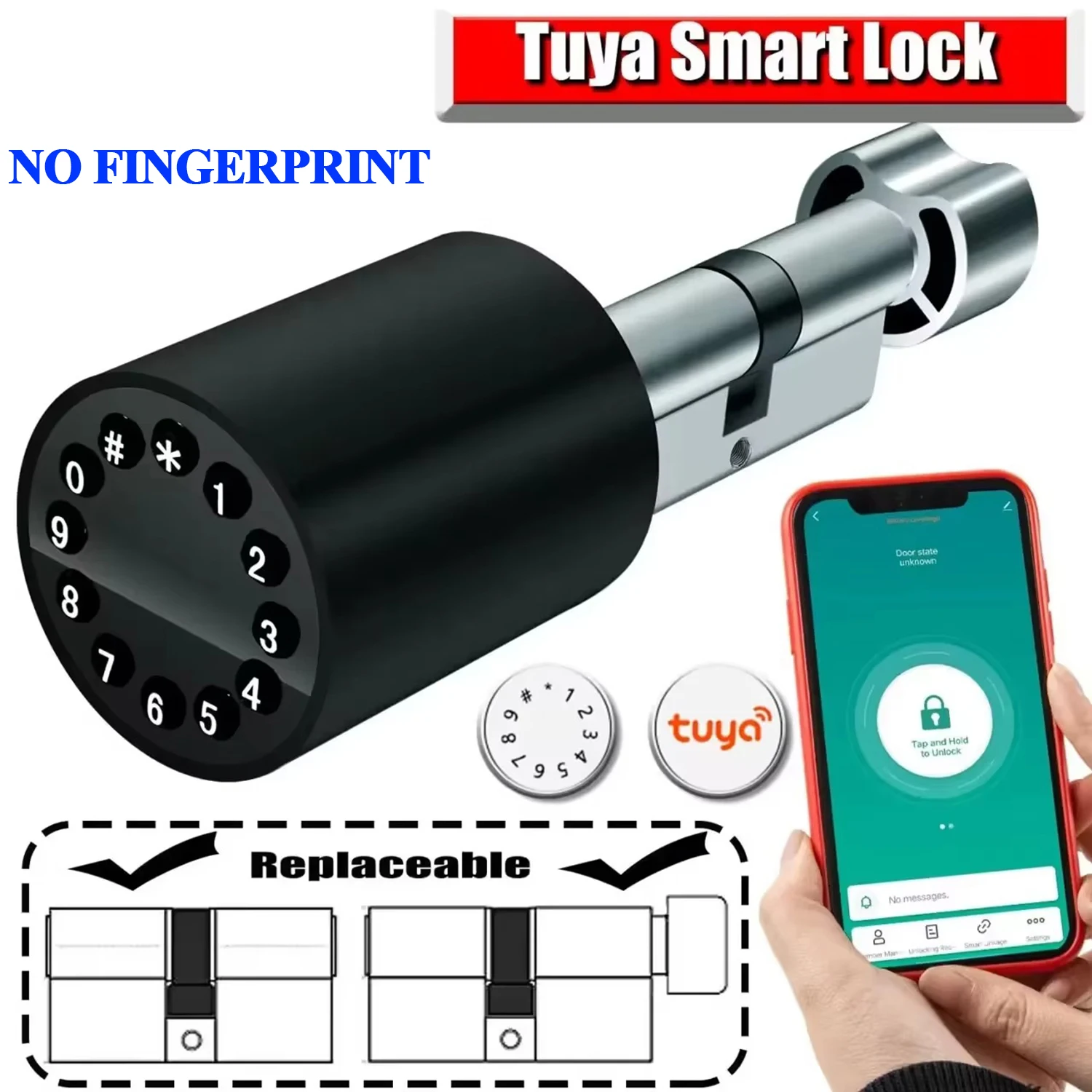 TTLock APP スマートリモコン自動ロック EU シリンダー用 (Color