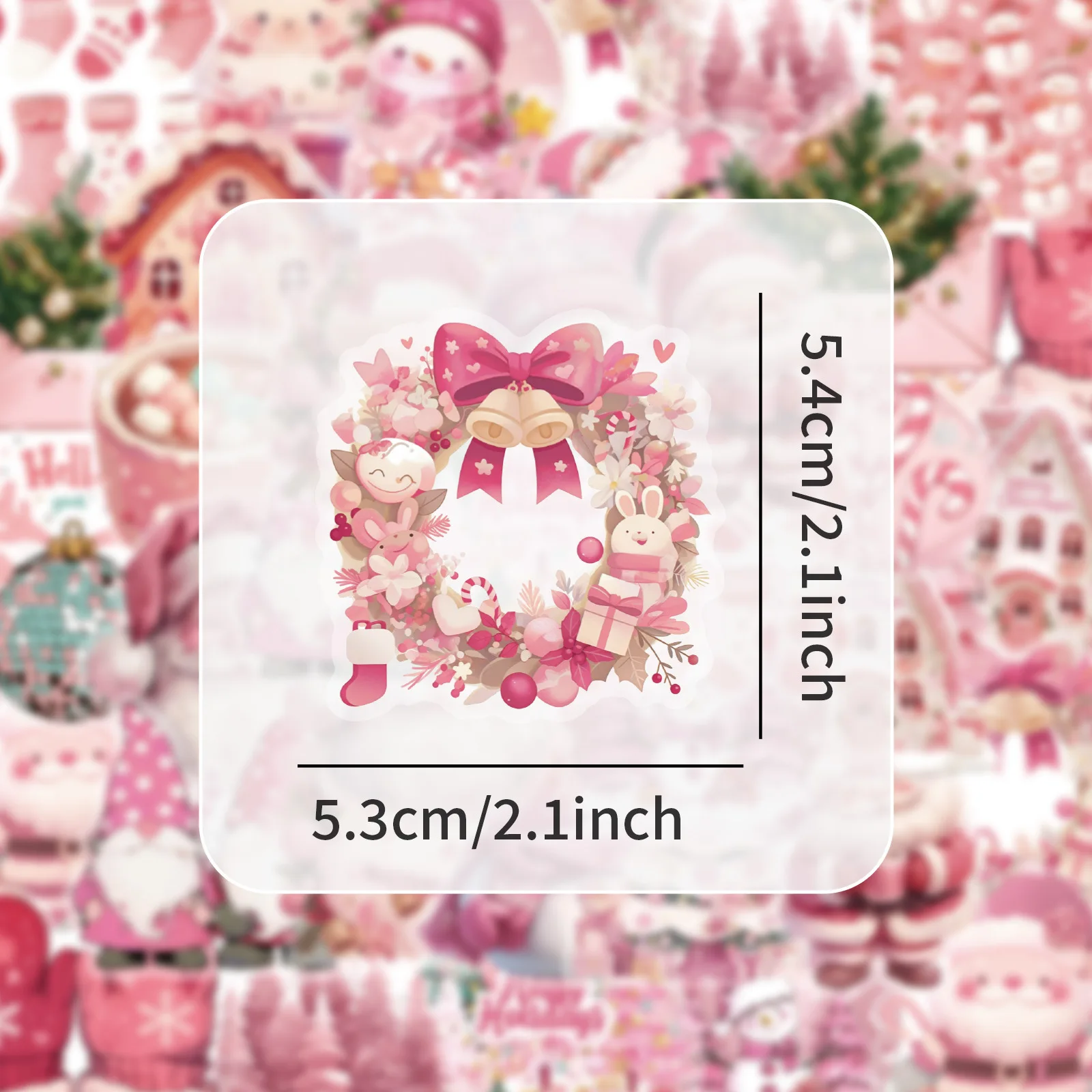 10/30/50PCS 애완 동물 핑크 크리스마스 스티커 Ins 스타일 산타 클로스 휴일 맞춤 장식 투명 스티커 데칼