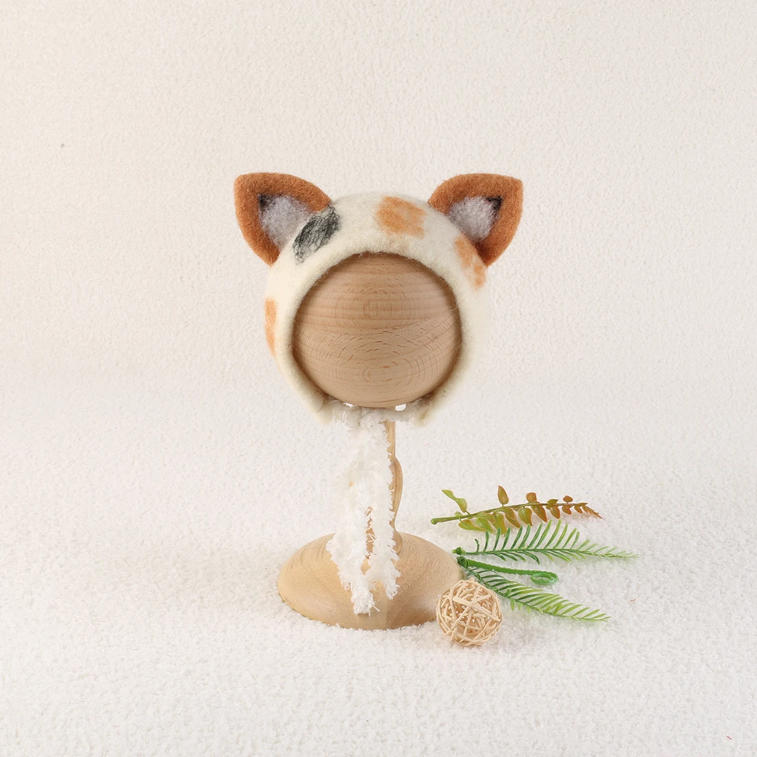 Newborn Wool Felt Fox Flower Bonnet Newborn Photography Props Baby Animal Floral Garden Hat Photo Shoot 4