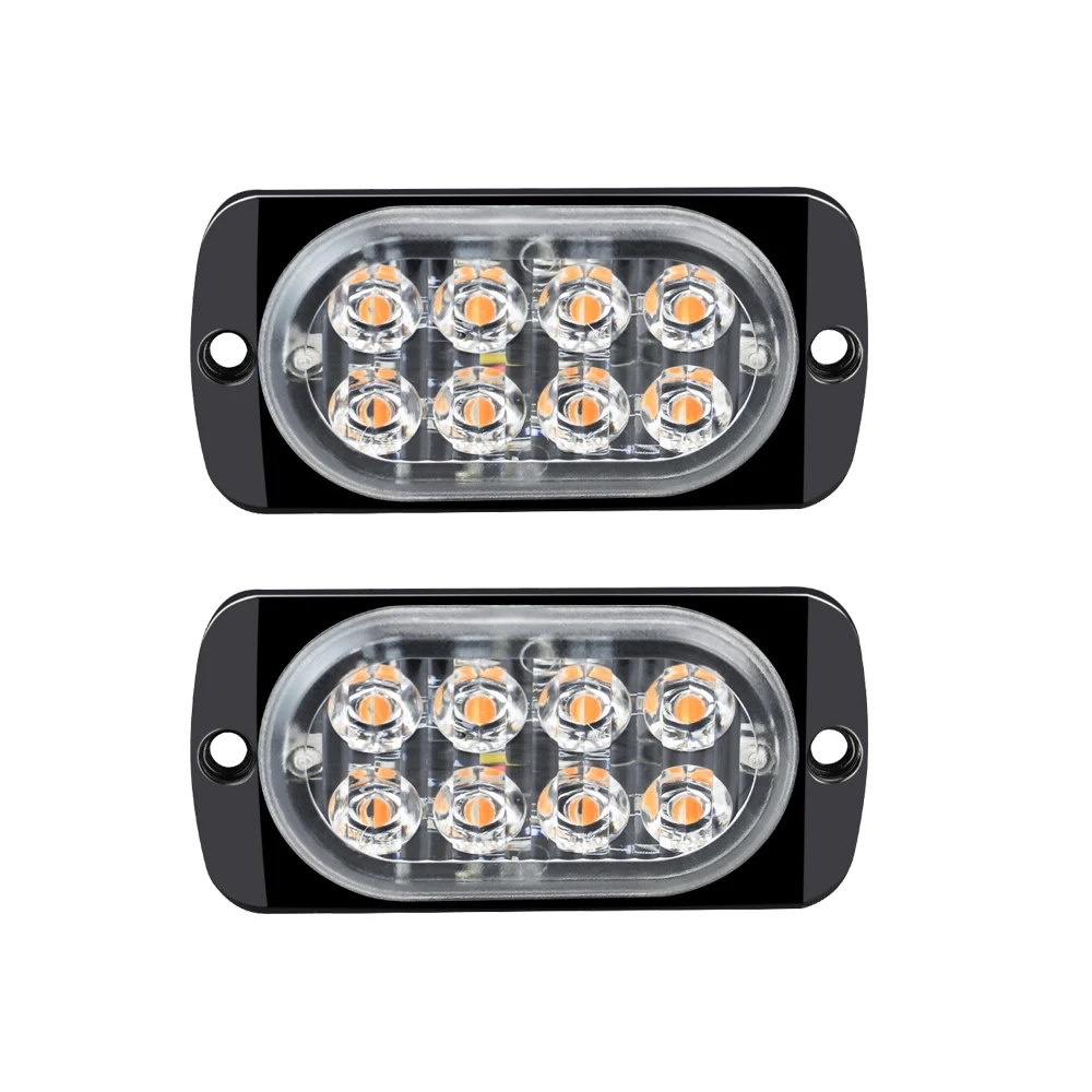 

2pcs Led Strobe Warning Light 3030 8SMD Strobe Grille Flashing Lightbar Truck Beacon Lamp Amber Traffic Light 12V 24V Car Light