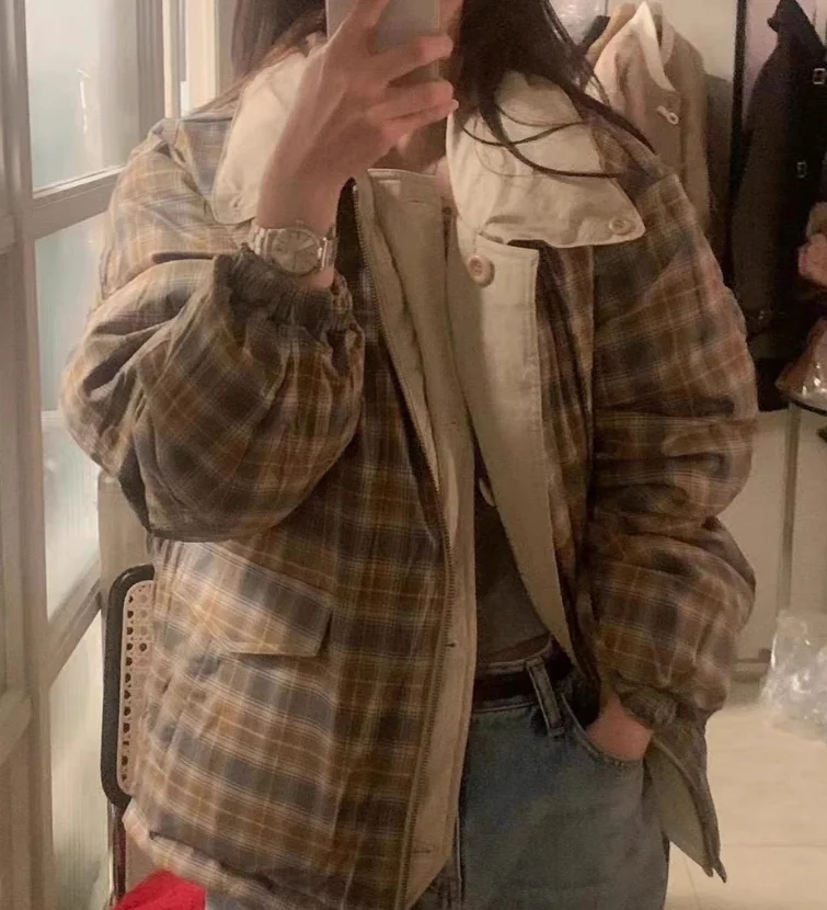 Fashion Commuter Long Sleeve Lapel Single-Breasted Women's Down Jacket Winter New Korean Style Double-Sided Down Jacket Coats