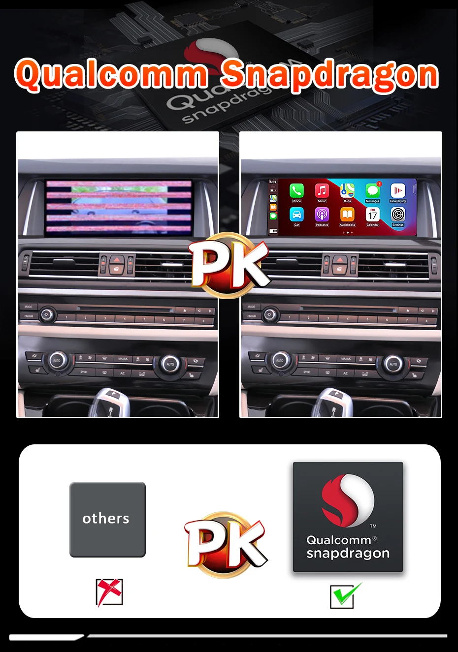 Pantalla de Radio para Auto con Snapdragon 8 CORE, Carplay Inalámbrico, Android 14, para BMW Serie 5 F10/F11 520i 525i 528i, Bluetooth, Estéreo, GPS, 2 din, Reproductor Multimedia, WIFI, 4G LTE 3