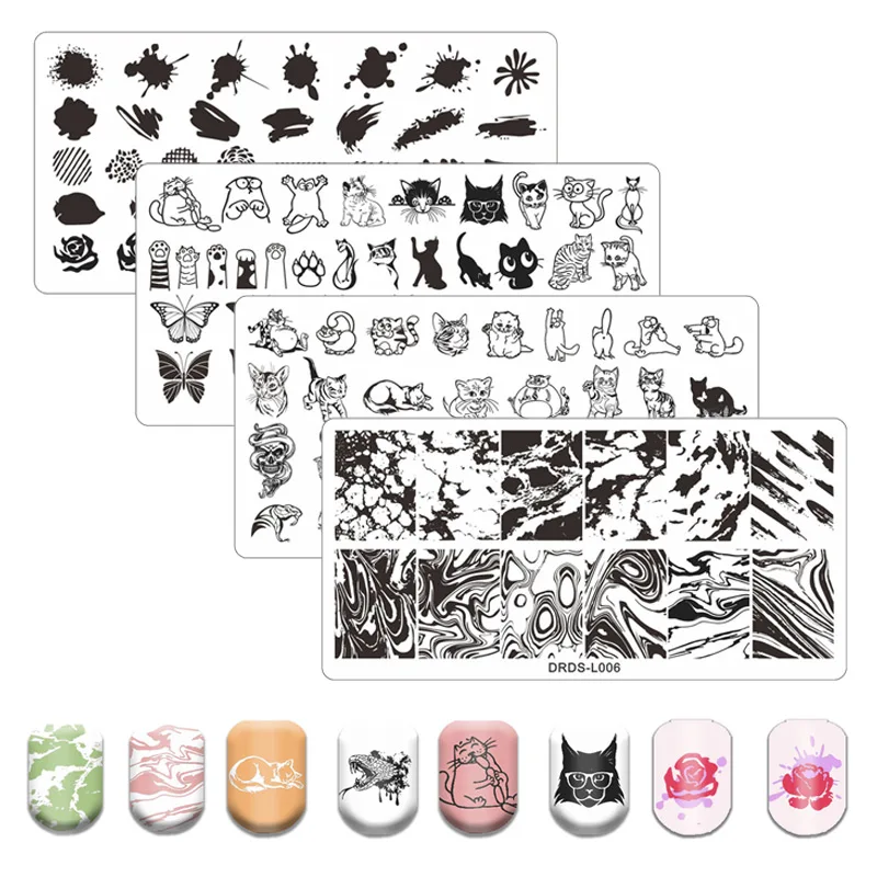 Трафарет из нержавеющей стали для дизайна ногтей с изображением кота, бабочки, чернил, животных Трафарет из нержавеющей стали для дизайна ногтей с изображением кота, бабочки, чернил, животных
