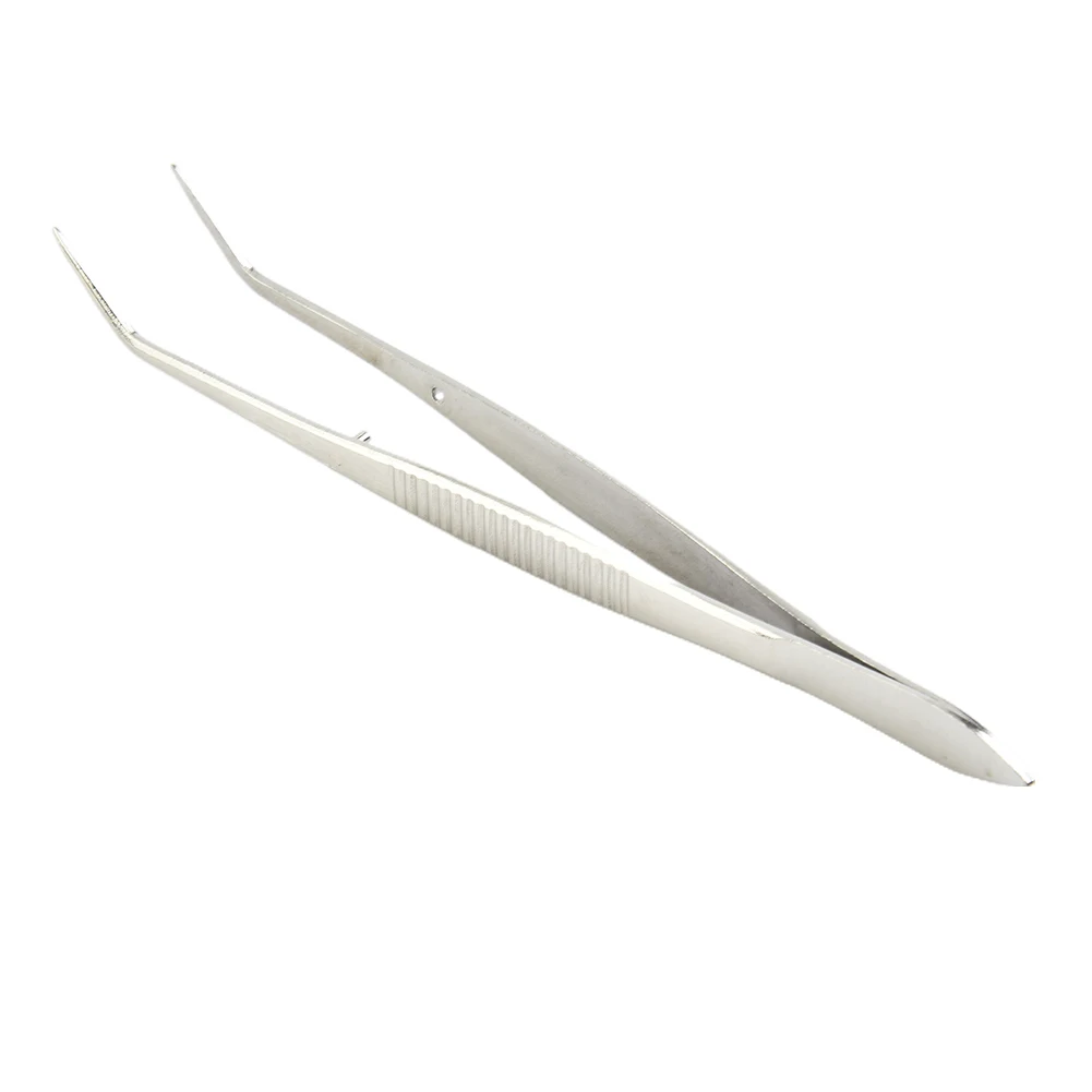 1pc Stainless Steel Tweezers Bend Chuck Tweezers With Positioning For Dentistry Restoration  Tea Set Household Planting