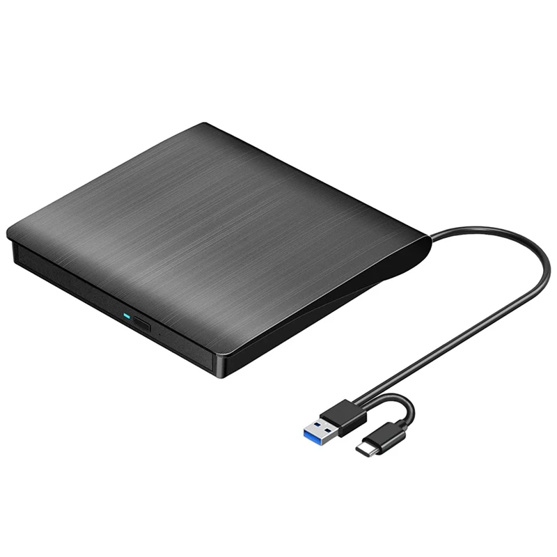 A22R-External CD DVD +/-RW Drive, USB 3.0 & USB-C Portable CD & DVD ROM Burner Player Reader Writer Rewriter Disc Drive