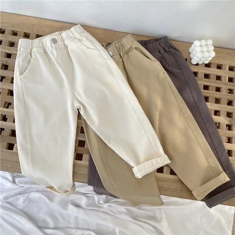 Neue Jungen Cargohose Mid-Rise Button Casual Outdoor Bequeme Atmungsaktive Frühling Herbst Mode Kleinkind 1-8 Jahre Jungen Hosen – Detail 7