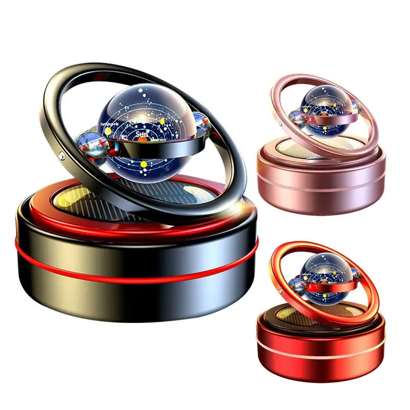

Solar Car Air Purifier Solar Car Rotating Aromatherapy Planet Solar Car Perfume Double Ring Suspended Rotating Car Air Freshener