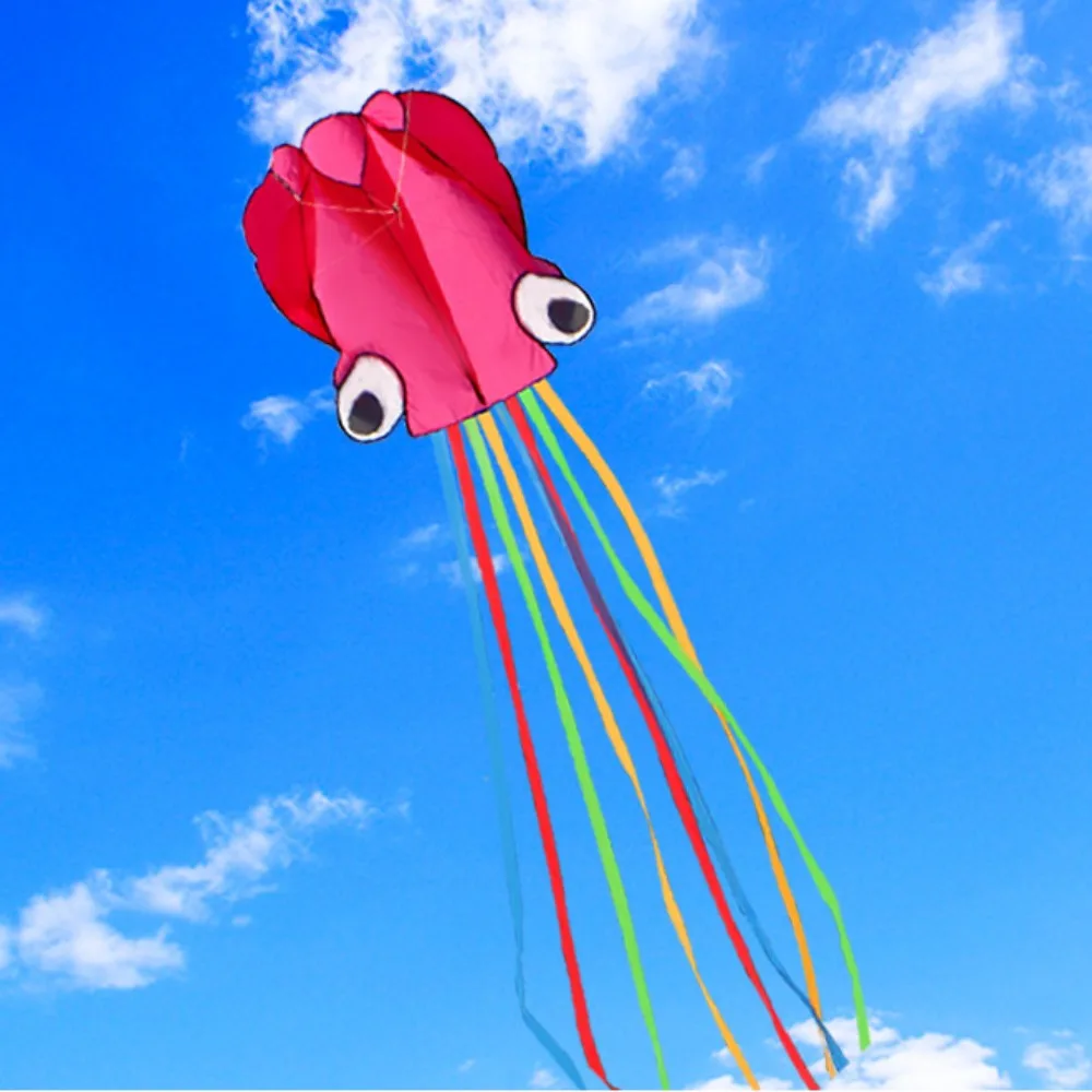 Giant Orange 3D Octopus Kite - Fun DIY Toy for Children and Outdoor Games