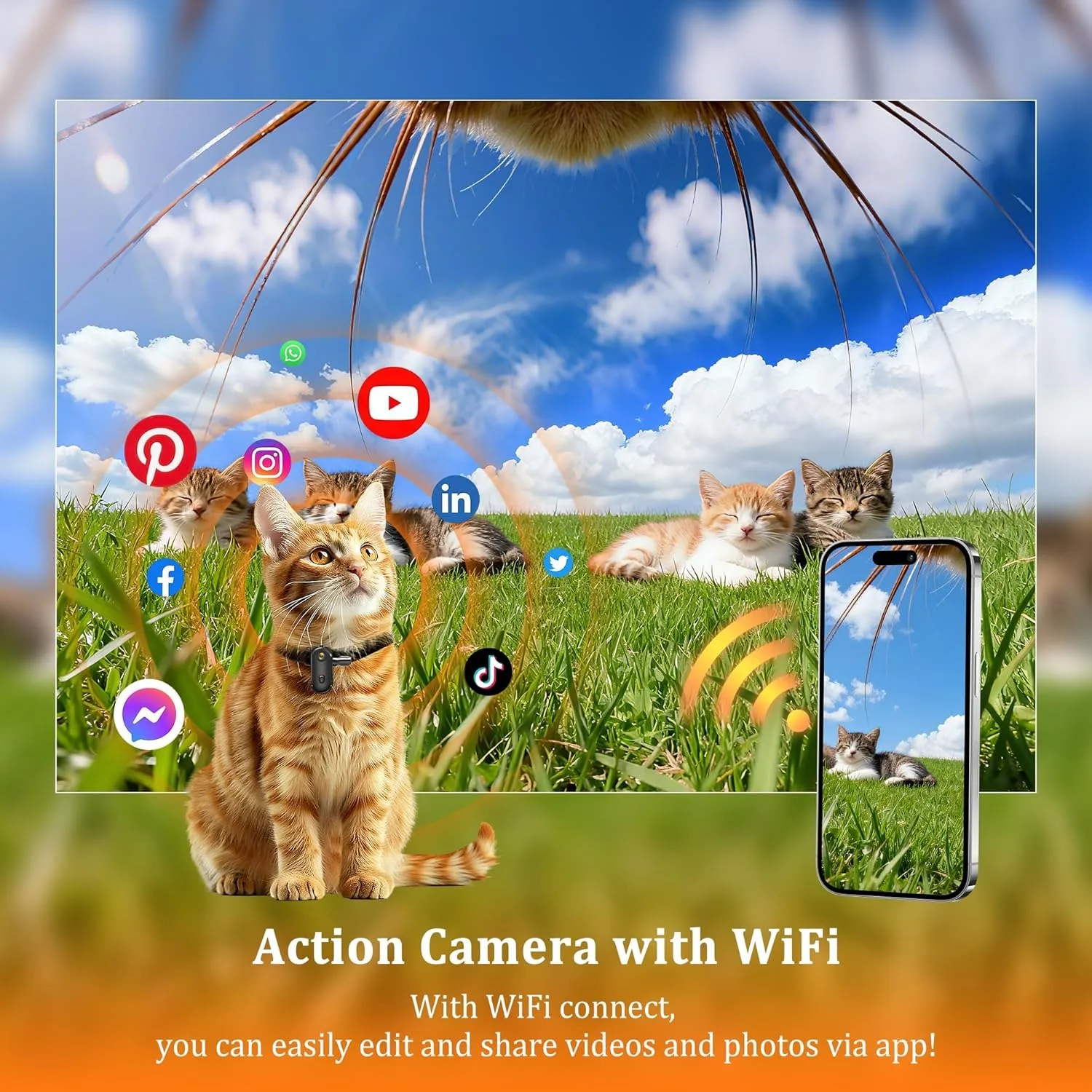 Caméra Action 360° FHD 1080P fixée sur un casque en action