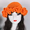 Handmade Knitting Pullover Hat Muli-color Lace Lotus Leaf Edge Woolen Hat Fashioable Street Style Hip-hop Hat 2
