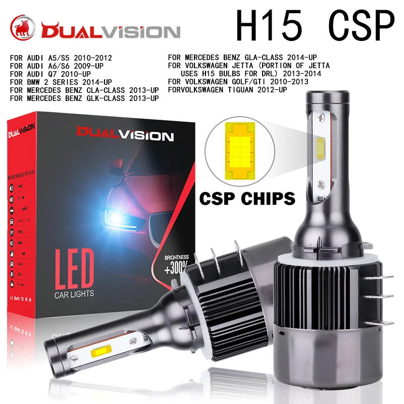 Dualvision H15 CANBUS V-W 16000LM 90W 6000K CSP turbo Error Free LED Car Lights Replacement Headlight fog light bulb