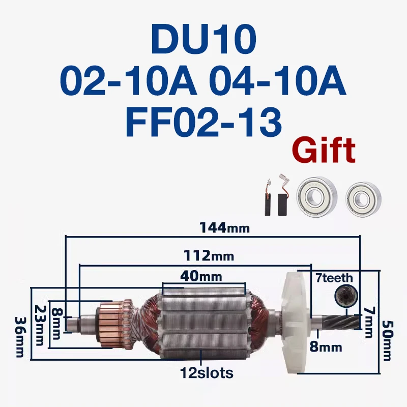 Armature for Hitachi DU10 for Dongcheng FF02-10A 04-10A 02-13 Power Tools Hand Drill Rotor Anchor Stator Coil Replacement Parts