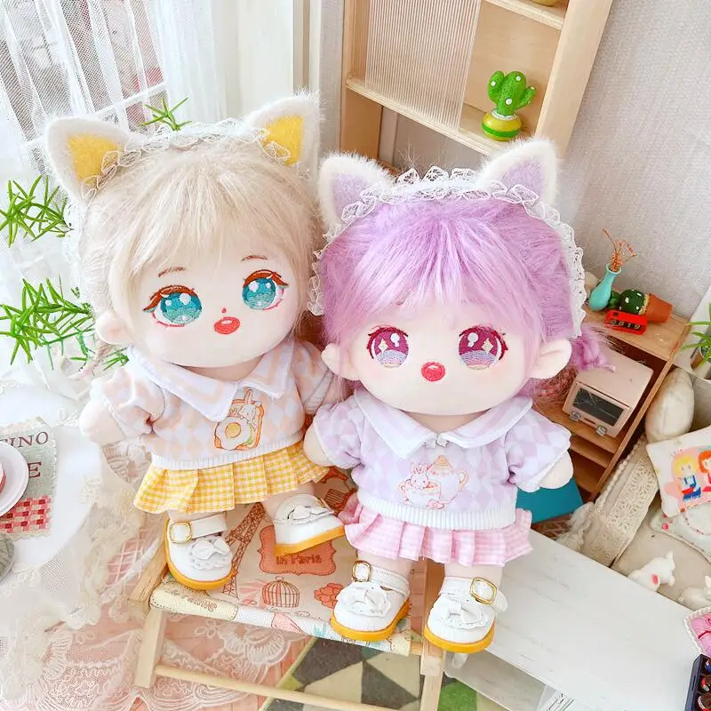 

20cm Doll Clothes Mini Kpop Skz Sweet Girls Sweater Skirt Outfit Kawaii Hairband Children Plush Toys Accessories Christmas
