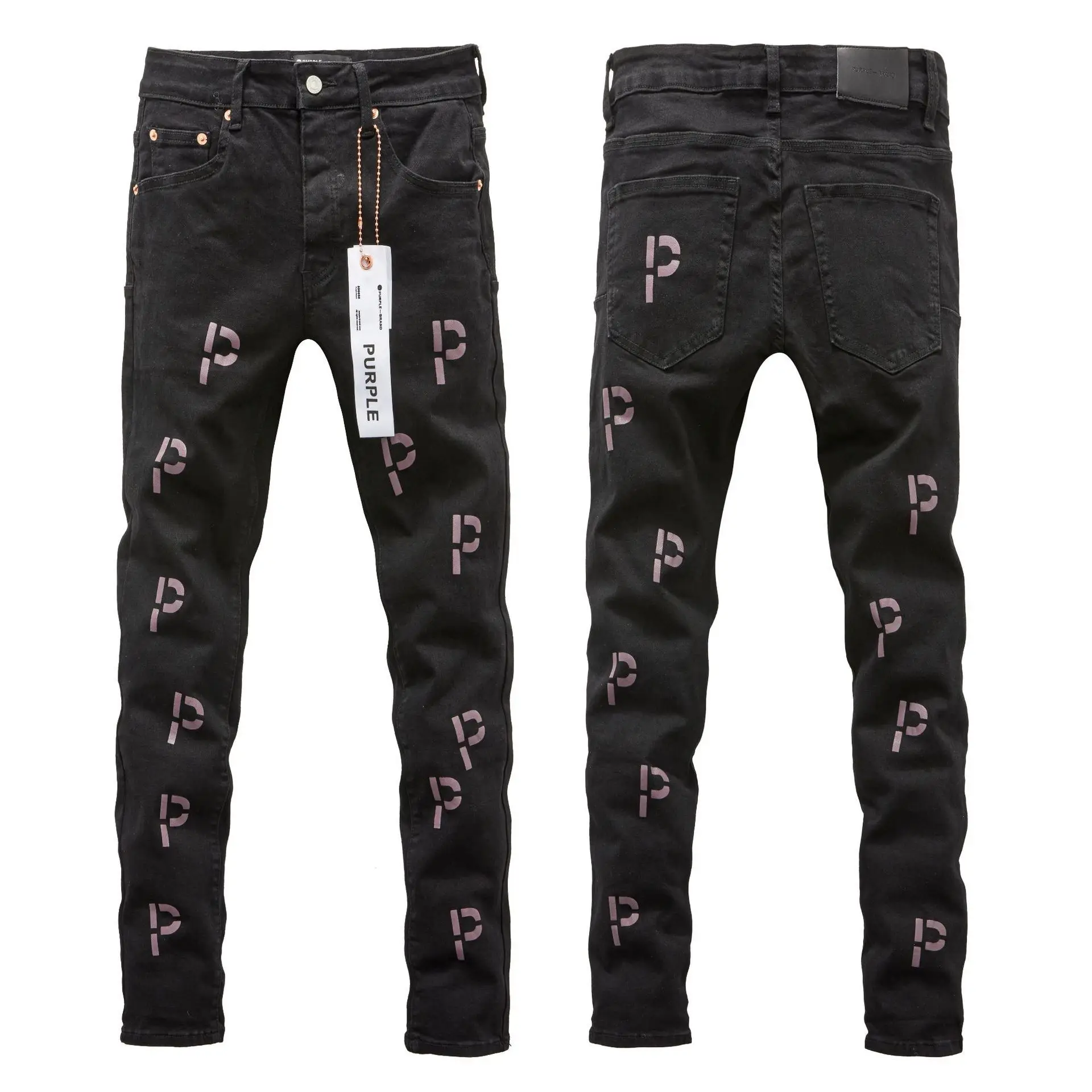 Purple Jeans American High Street Ripped Patch Paint Point Trendy Retro Small Foot Jeans 2
