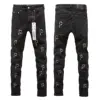 Purple Jeans American High Street Ripped Patch Paint Point Trendy Retro Small Foot Jeans 2