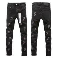 Purple Jeans American High Street Ripped Patch Paint Point Trendy Retro Small Foot Jeans 2