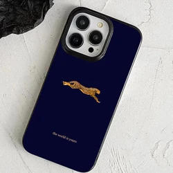 Chic Leopard Print Soft Phone Case - Fashion Blue Background - iPhone 15 Plus (1)