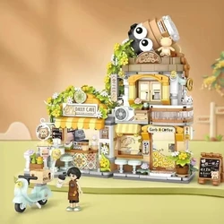 Charming Cityscape Coffee Shop Building Blocks Set - Creative Architectural Assembly Toy and Holiday Gift (No box)