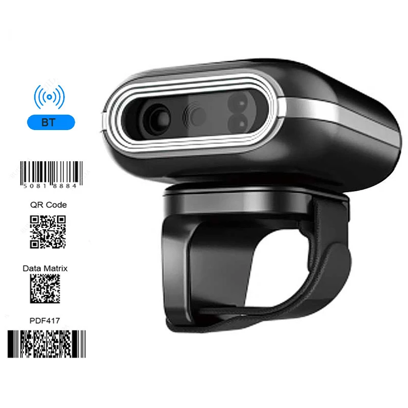 Bluetooth Wireless Barcode Scanner Ring Wearable QR Code Reader Module Laser Portable 1D 2D Qr Code Barcode Scanner