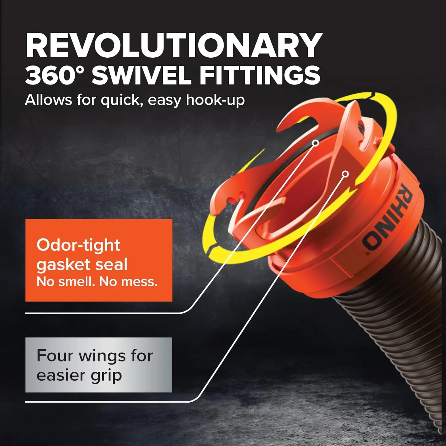 Camco RhinoFLEX 20-Ft Camper/RV Sewer Hose Kit-Features Clear Elbow Fitting w/Removable 4-in-1 Adapter-Connects to 3&rdquo; Slip