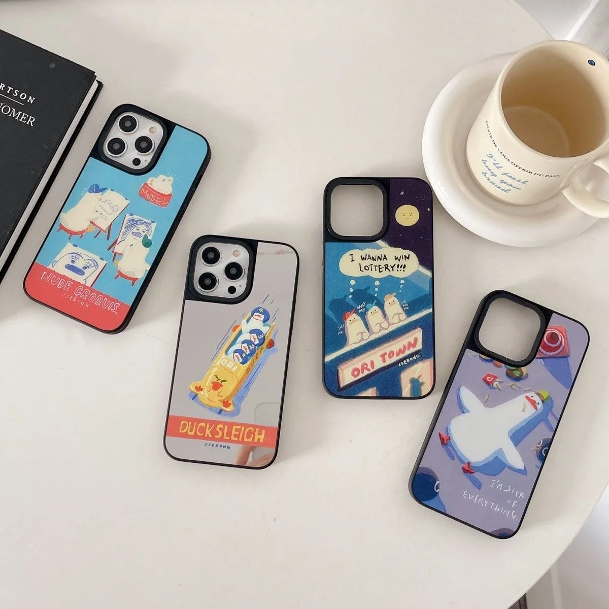 

Cartoon Duck Mirror Surface MagSafe Phone Case Cover for iPhone 11 12 13 14 15 Pro Max Case for iPhone 15 Pro Max