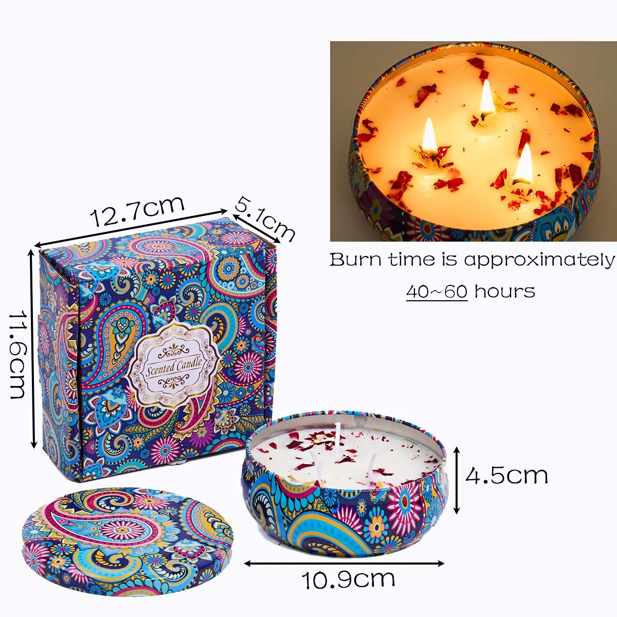Luxurious Scented Candle Tin with Arabian Pattern - Romantic Fragrance Gift