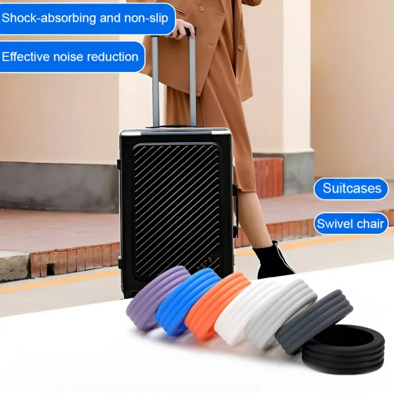 16pcs Colorful Silent Silicone Luggage Wheel Covers Luggage Trolley Wheels Silent Wheelchair Casters